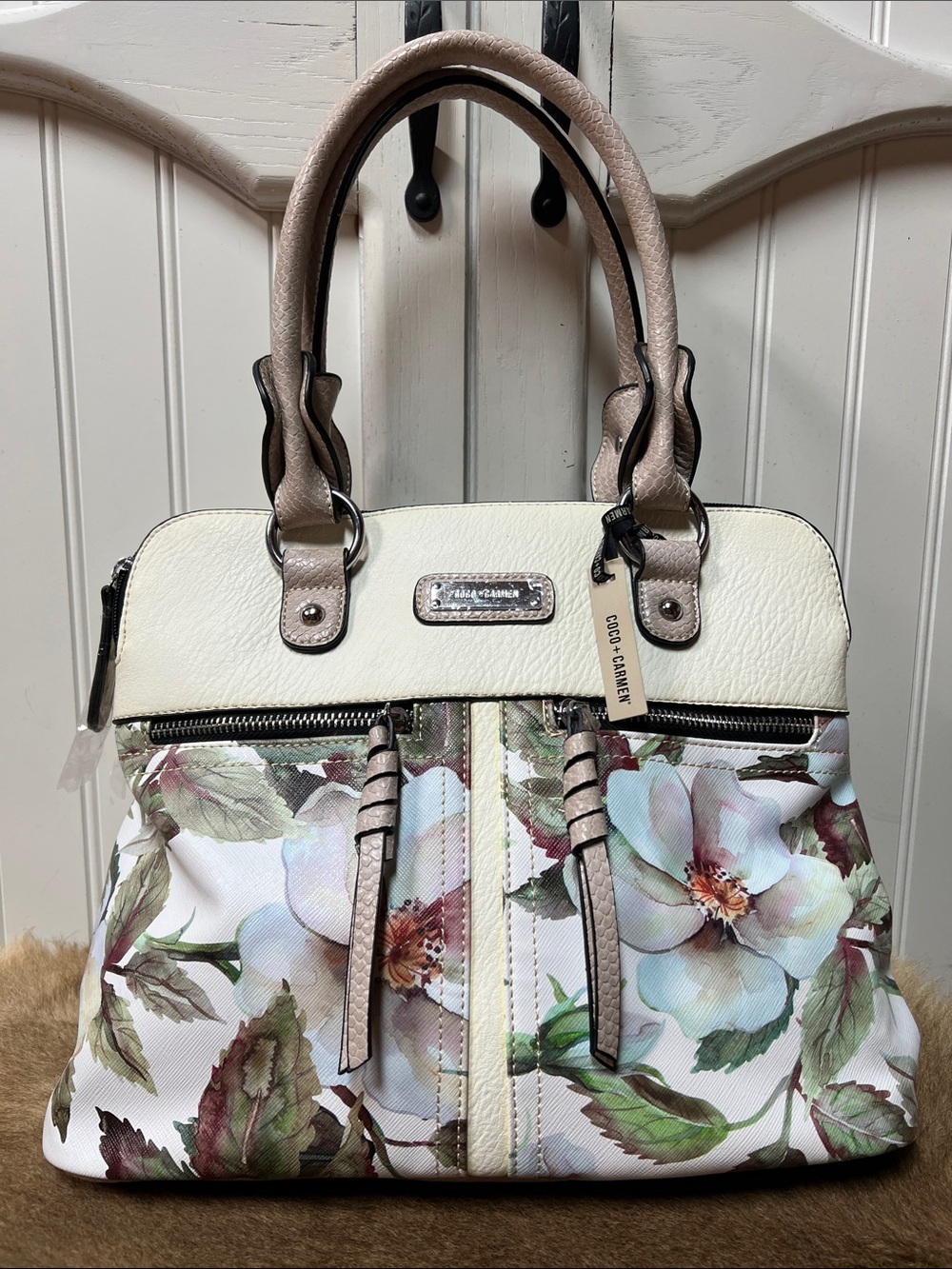 Coco + Carmen Magnolia Floral Satchel Bag NWT Purse